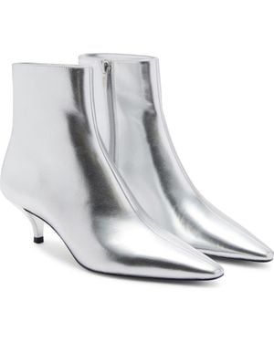 Mango Metallic Kitten Heel Bootie - Gray
