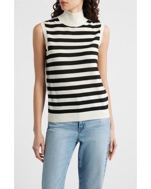 BOSS Fipini Mock Neck Wool Sweater Vest - Black