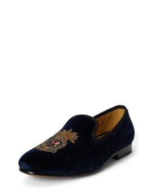 Polo Ralph Lauren Paxton Crest Velvet Slipper in Black for  display picture 1