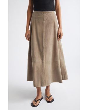 St. Agni Suede Circle Midi Skirt - Brown