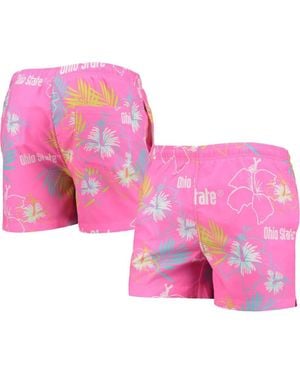FOCO Ohio State Buckeyes Neon Floral Swim Trunks - Pink