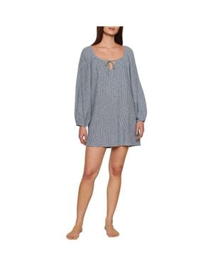 Eberjey Linen Blend Long Sleeve Nightgown - Gray