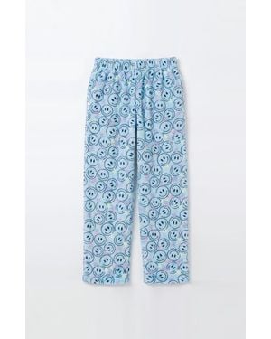 PREPPY GOOSE Plush Smiley Loungewear Pant - Blue