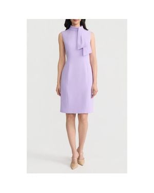 Kasper Spring Tie Neck Sleeveless Sheath Dress - Purple