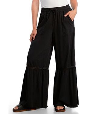 Billy T Drawstring Waist Tiered Denim Pants - Black