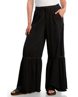 Billy T Drawstring Waist Tiered Denim Pants - Black