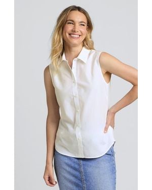 Lands' End Sleeveless No Iron Shirt - White