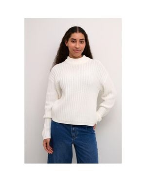 Kaffe Kabess Crew Neck Long Sleeve Pullover - White