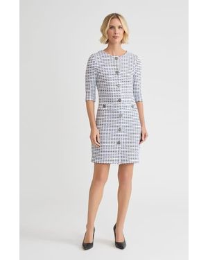 Misook Two-Tone Tweed Knit Sheath Dress - Blue