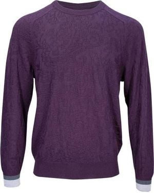 lords of harlech Colin Jacquard Merino Wool Paisley Sweater - Purple