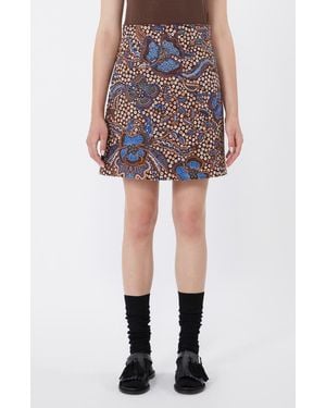 Weekend by Maxmara Fungo Paisley Floral Stretch Cotton Miniskirt - Brown
