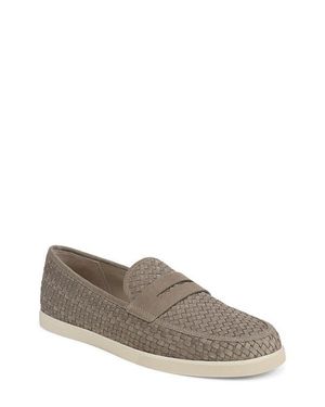 Vince Santino Woven Suede Penny Loafer - Gray