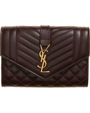 Saint Laurent Small Leather Envelope Wallet - Brown