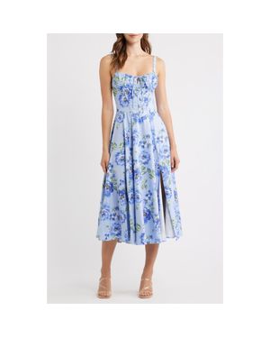 Emerald Sundae Print Tie Back Midi Dress - Blue