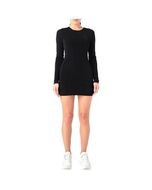 Grey Lab Long Sleeve Mini Sweater Dress - Black