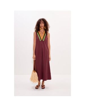Simon Miller Mar Crochet Poplin Midi Dress - Red