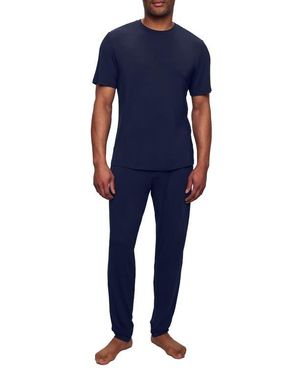 Eberjey Henry Stretch Tencel Modal Short Sleeve Pajamas - Blue
