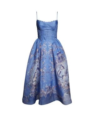 Zimmermann Rebellion Mermaid Silk & Linen Picnic Dress - Blue
