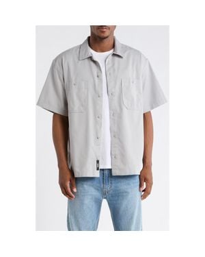 Vans Larkspur Short Sleeve Cotton Button-Up Work Shirt - Gray