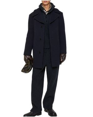 Burberry Wool Tailored Coat - Blue