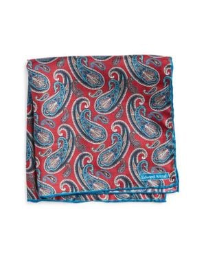 Edward Armah Paisley Silk Pocket Square - Red