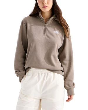 The North Face Evolution Simple Dome Cotton Blend Quarter Zip Sweatshirt - Brown