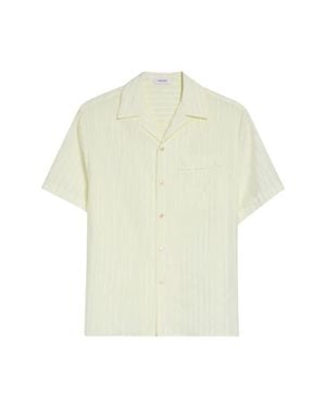 Versace Micro Greca Cotton & Silk Short Sleeve Button-Up Shirt - White