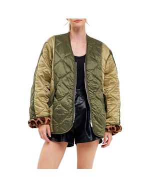 English Factory Oversize Quilted Ripstop Jacket - Green