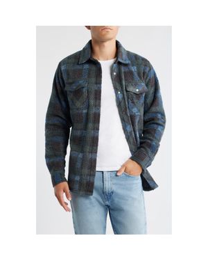 O'neill Sportswear Glacier Plaid Fleece Snap-Up Overshirt - Blue