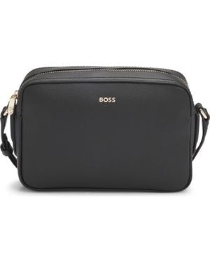 HUGO Lenah Leather Crossbody Bag - Black