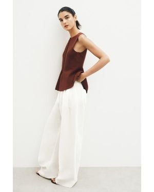 H&M Rib-Knit Peplum Sleeveless Top - White