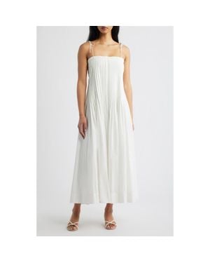 Moon River Pleated Strapless Midi Dress in Black | Lyst