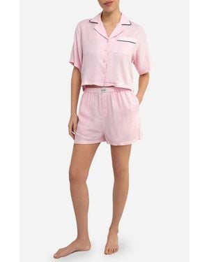 Sunday Citizen Piped Cotton Blend Pajamas - Pink