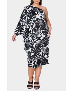 L I V D Selina One-Shoulder Midi Dress - Black
