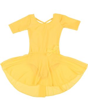 Leveret Girls Short Sleeve Skirted Leotard - Yellow