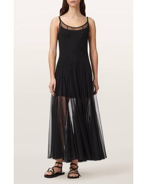 AllSaints Harmonia Mesh Maxi Dress - Black