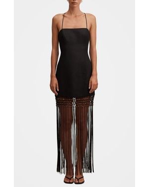 EVER NEW Rayna Macramé Fringe Maxi Dress - Black
