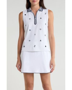G/FORE Icon Embroidered Quarter Zip Performance Polo - White