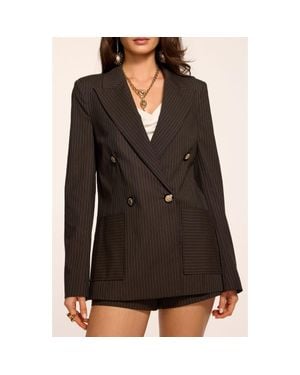 Ramy Brook Willow Pinstripe Double Breasted Blazer - Black