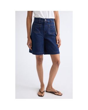 Veronica Beard Carter Patch Pocket Denim Shorts - Blue