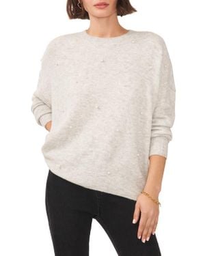 Chaus Pearly Baubles Cozy Crewneck Sweater - White