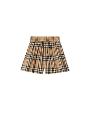 Burberry Girls' Check Cotton Shorts - Natural