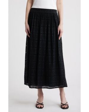 Rails Dax Cotton Eyelet Midi Skirt - Black