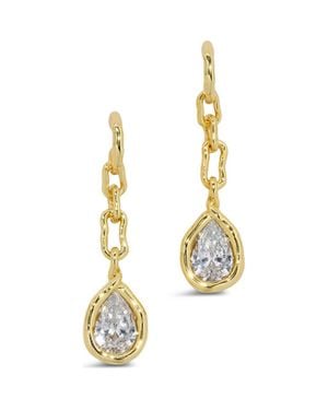 Alexis Asterales Link Cubic Zirconia Drop Earrings - Metallic