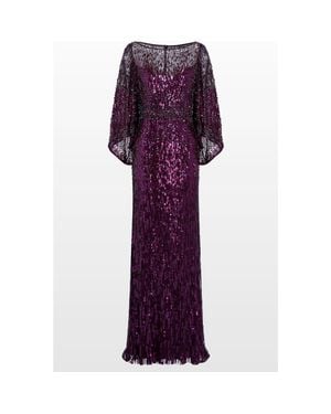 Jenny Packham Ines Sequin-Embellished Dress - Purple