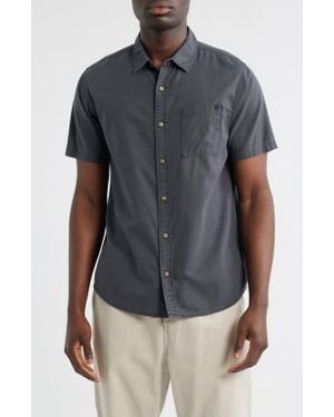 Roark Made To Fade Short Sleeve Cotton & Lyocell Button-Up Shirt - Gray
