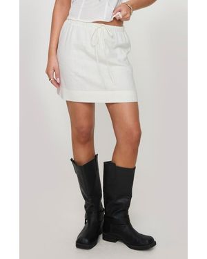 Princess Polly Linen Blend Drawstring Miniskirt - White