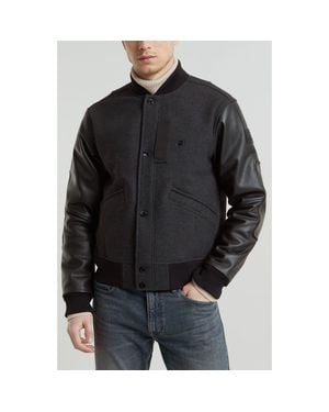 G-Star Wool Blend & Leather Varsity Jacket - Black