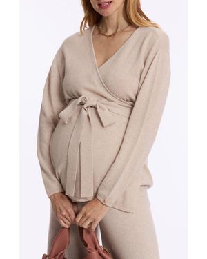 Cache Coeur Beverly Wool Blend Wrap Maternity/Nursing Sweater - Natural