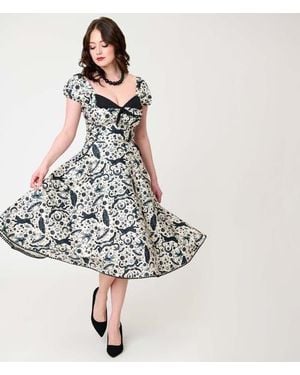Unique Vintage 1950S Sweetheart Swing Dress - Multicolor